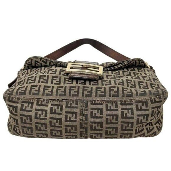 FENDI Mamma Zucca Zucchino Bucket Baguette Tan Gold Flap Bag Purse