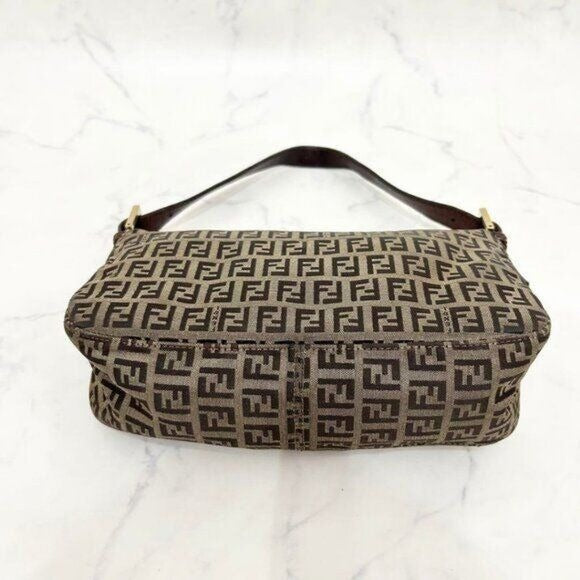 FENDI Mamma Zucca Zucchino Bucket Baguette Tan Gold Flap Bag Purse