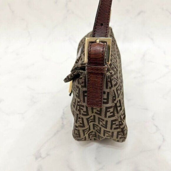 FENDI Mamma Zucca Zucchino Bucket Baguette Tan Gold Flap Bag Purse