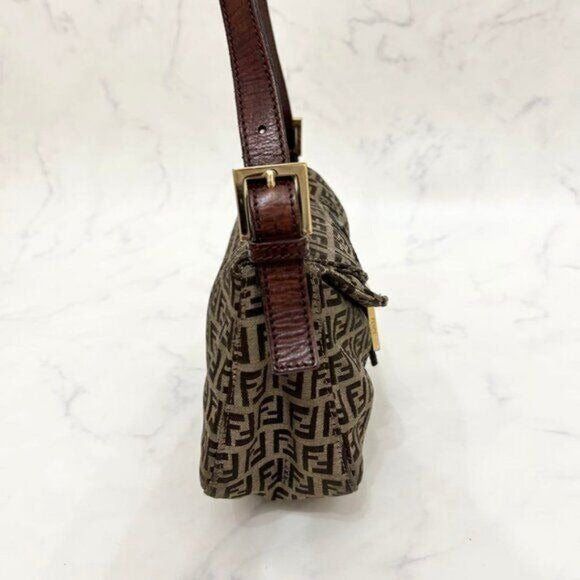 FENDI Mamma Zucca Zucchino Bucket Baguette Tan Gold Flap Bag Purse