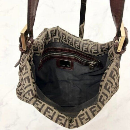 FENDI Mamma Zucca Zucchino Bucket Baguette Tan Gold Flap Bag Purse