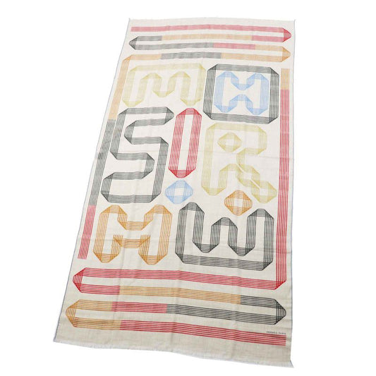 Hermes Les Rubans D'Hermes Ribbon 100% Cashmere Stole Beige Multi With Box