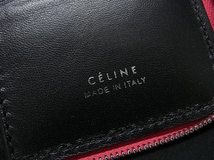 Celine Leather Round Zipper Long Wallet Billfold Coin Purse Card Holder Pink