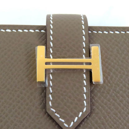 Hermes Bearn Mini Etoupe Vaux Epson Gold Hardware H Logo Hardware Mini Wallet