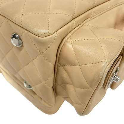 Chanel Shoulder Bag Cambon Line Multi-pocket Bag Beige And Black Silver