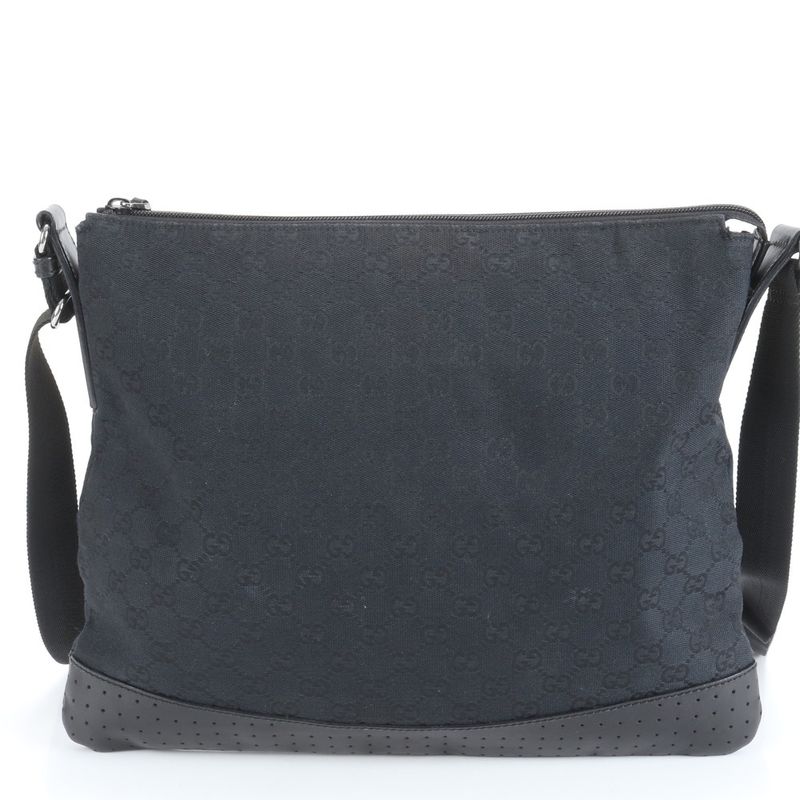 Gucci GG Canvas Perforated Leather Shoulder Bag Crossbody Messenger Business