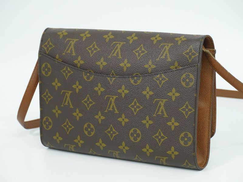 Authentic Louis Vuitton LV Bordeaux Monogram 2WAY Shoulder Bag Clutch Bag Brown