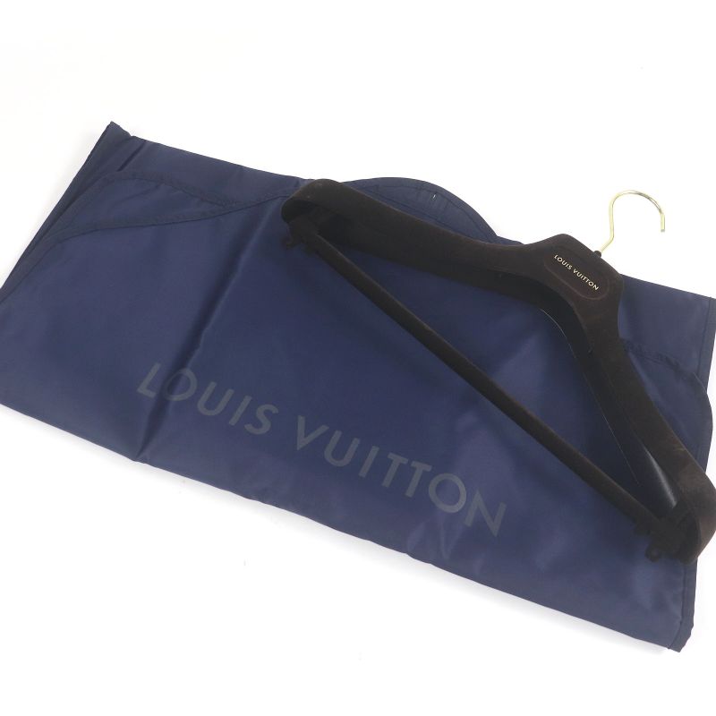 Louis Vuitton Sheepskin Fly Front Suede Leather Stencil Collar Coat Gray 46