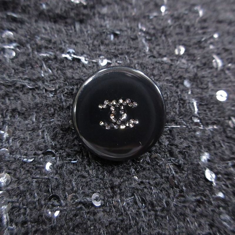 24aw Chanel Recent Model Glitter Tweed Jacket Double Breasted Coco Mark 40 M