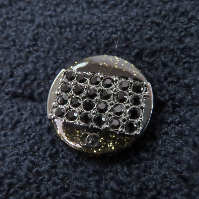 CHANEL P42610v18196 Wool Rhinestone Coco Mark Button Jacket Navy 38 Garmented