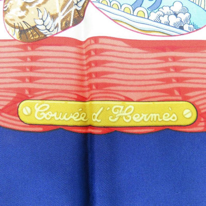 Hermes Scarf Carré 90 Couvee D'hermes Egg Silk Navy White Red Fashionable Women