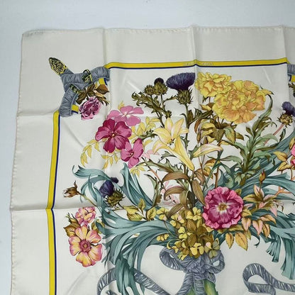 Hermes Scarf Carre 90 Silk Regina Her Majesty The Queen White