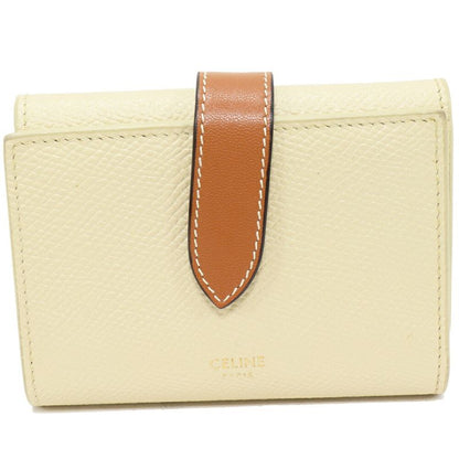 Celine Trifold Wallet With Coin Purse Fine Stripe Compact Wallet In Grained
