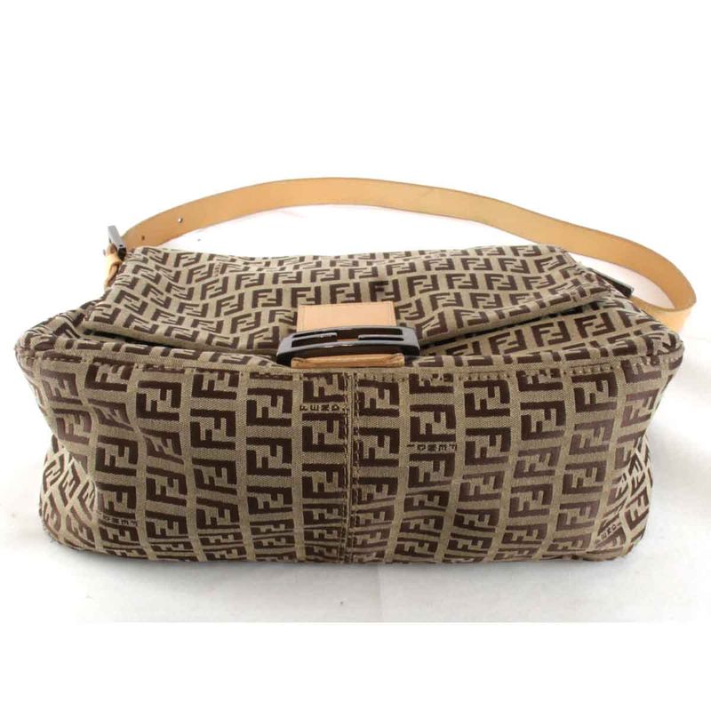 Fendi Zucchino Mamma Bucket Shoulder Bag Canvas Brown