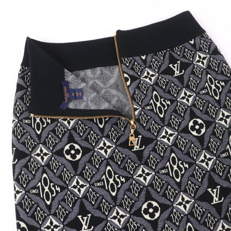 Louis Vuitton 21SS Wool Since1854 Monogram Knit Tight Skirt Black M Made In