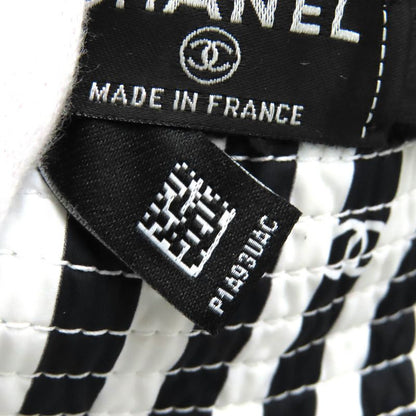 CHANEL 24SS Aa9874 Coco Beach Coco Mark Striped Bucket Hat Black White S Made