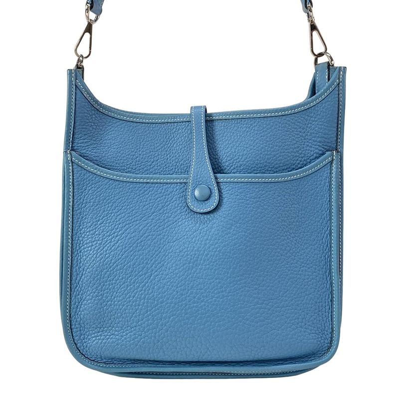 Hermes Shoulder Bag Evelyndu PM Blue Jean Silver Hardware