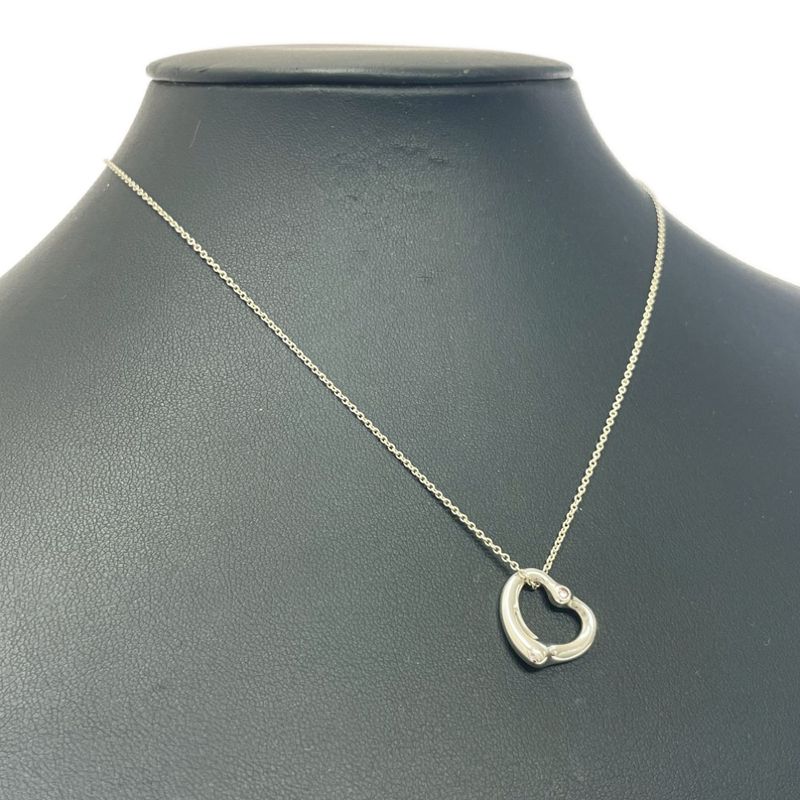 Tiffany & Co Tiffany & Co Silver Pink Sapphire Open Heart Necklace 3.5g Pink
