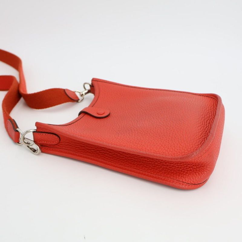 Hermes Evelyn TPM Shoulder Bag Taurillon Clemence Rouge Pivoine Silver Hardware