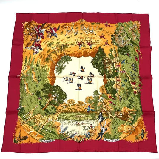 Hermes Silk Scarf Carre 90 Africa Red