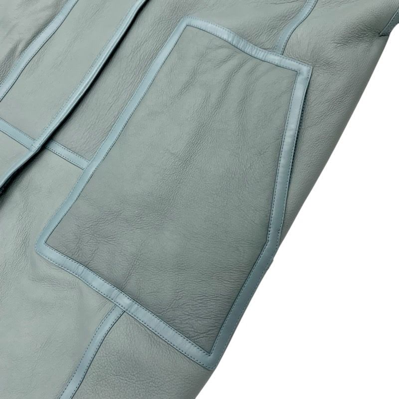 Hermes Outer Mouton Leather Green Zip Up Reversible