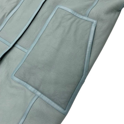 Hermes Outer Mouton Leather Green Zip Up Reversible