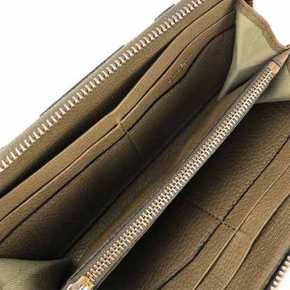 Bulgari Long Wallet B-zero1 Canvas Leather Brown Khaki B-zero1 Round Zipper