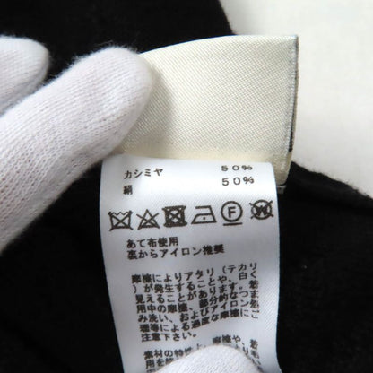 Hermes Cashmere Silk Blend Crew Neck French Sleeve Dress Black 34 Made In Italy