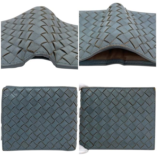 Bottega Veneta Fold Wallet Blue Intrecciato Fold Wallet Leather