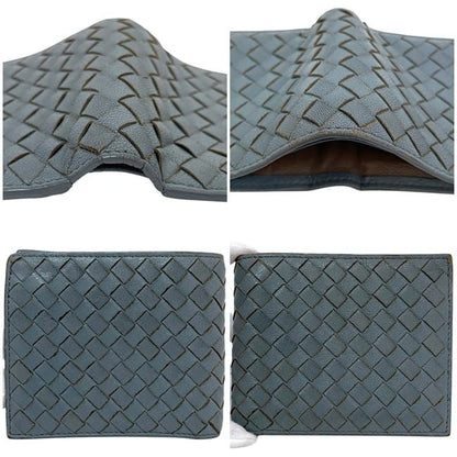 Bottega Veneta Fold Wallet Blue Intrecciato Fold Wallet Leather
