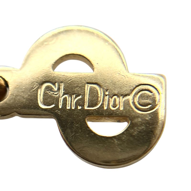 Christian DIOR Necklace Plated Metal Plated Metal Rhinestone CD Logo Gold