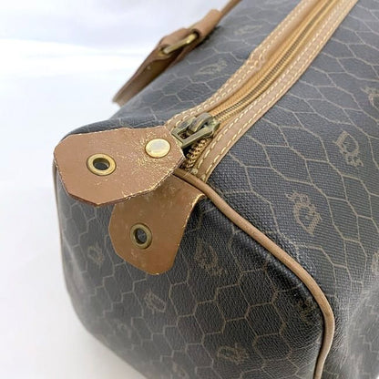 Christian Dior Boston Bag Gray Brown Honeycomb