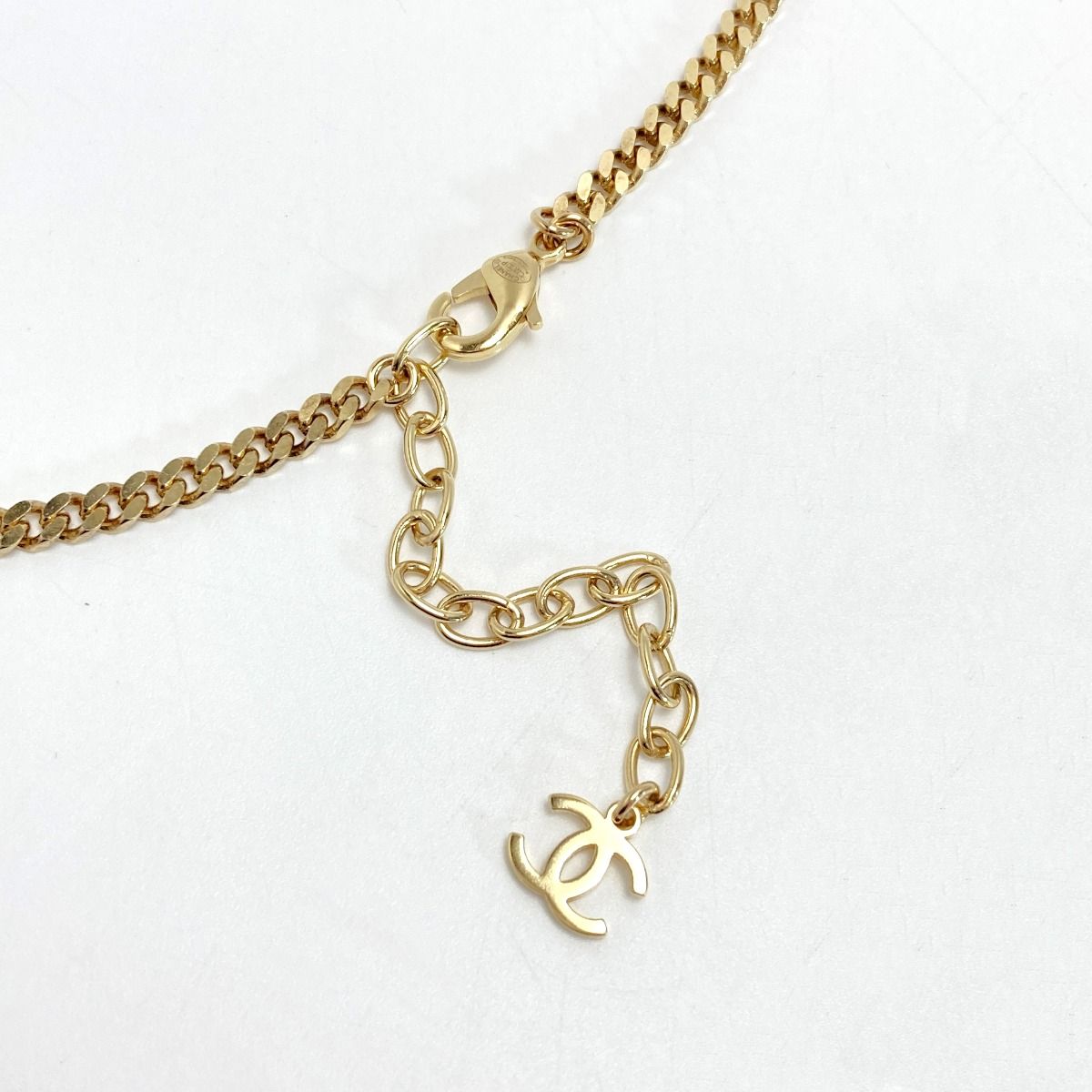 Chanel Boy Chanel Plate Long Necklace Ab7909 Gold GP Rhinestone Boy