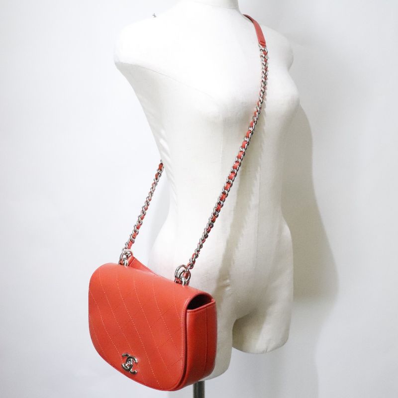 Chanel Chain Shoulder Matelasse 2WAY Calf Red Ladies Shoulder Bag