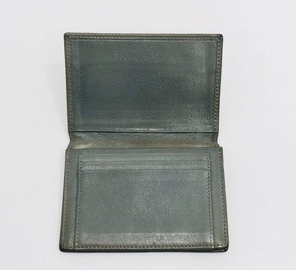 Bvlgari Bvlgari Business Card Holder Olive Leather Men's Preowned 005667