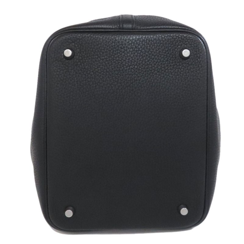 Hermes Picotin Lock MM Silver Hardware Handbag Taurillon Women