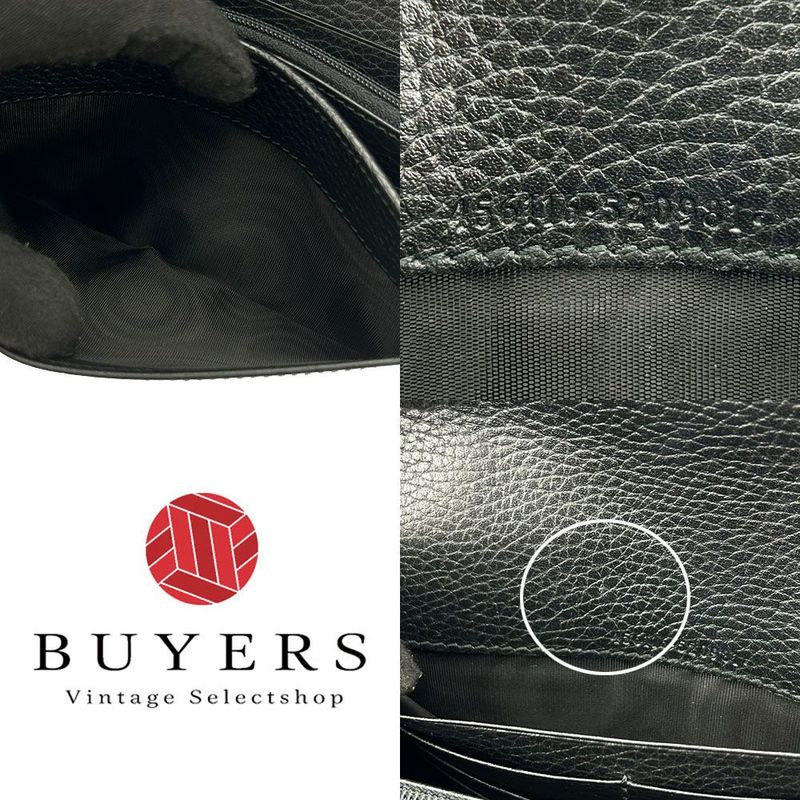 Gucci Fold Long Wallet 456116 GG Marmont Leather Black Wallet Small Everyday