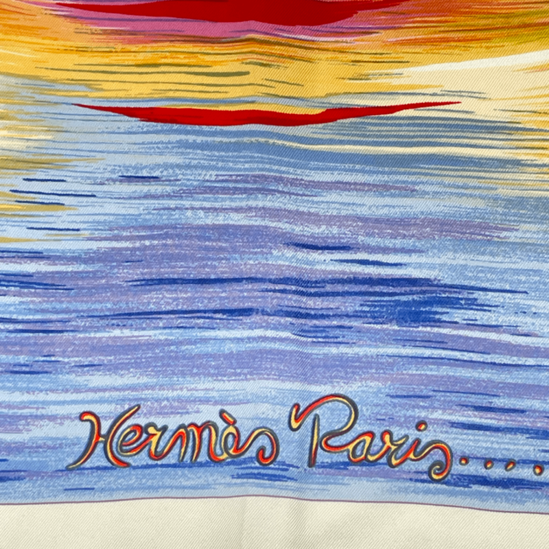 Hermes Carre 90 Les Perles De Turukana Pearls Scarf Silk Beige