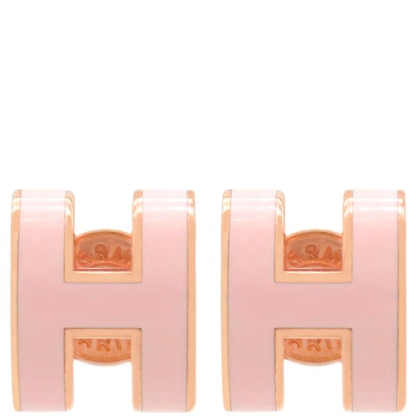Hermes Earrings Pop Ash Hearrings Mini Metal Enamel Rose Dragee and Pink Gold