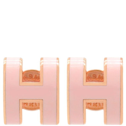Hermes Earrings Pop Ash Hearrings Mini Metal Enamel Rose Dragee and Pink Gold