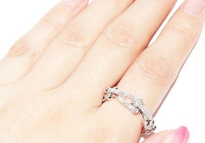 Tiffany & Co Ring 18K White Gold Diamond 132ct Hardware Small Link Ring Full