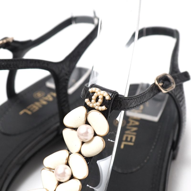 Chanel Sandals Size 35C Thong Sandals Ankle Strap Shoes CC Coco Mark Imitation