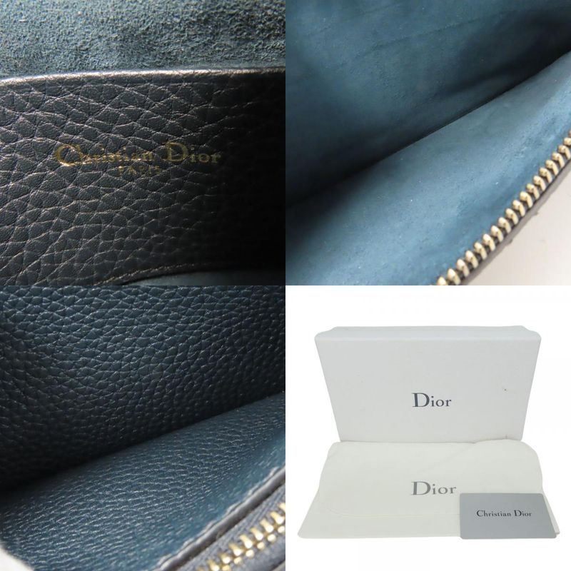 Christian Dior Pouch Bee Leather Navy Gold Hardware Multi Case Clutch Women