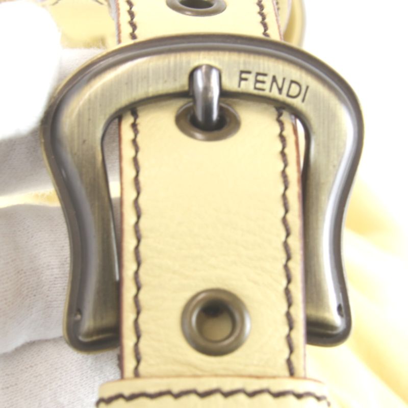 Fendi One Shoulder Bag Handbag Leather Yellow Gathered