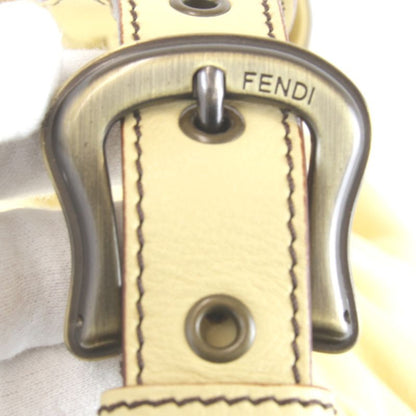 Fendi One Shoulder Bag Handbag Leather Yellow Gathered