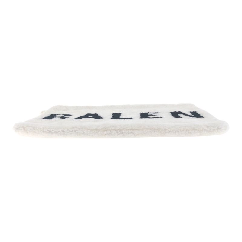 Balenciaga Shearling Logo White Silver Hardware Mouton 492681 Clutch Bag
