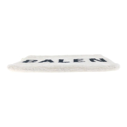 Balenciaga Shearling Logo White Silver Hardware Mouton 492681 Clutch Bag