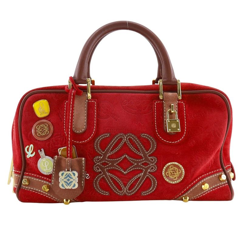 Loewe Amazona 28 160th Anniversary Mini Boston Leather X Suede Women's Handbag