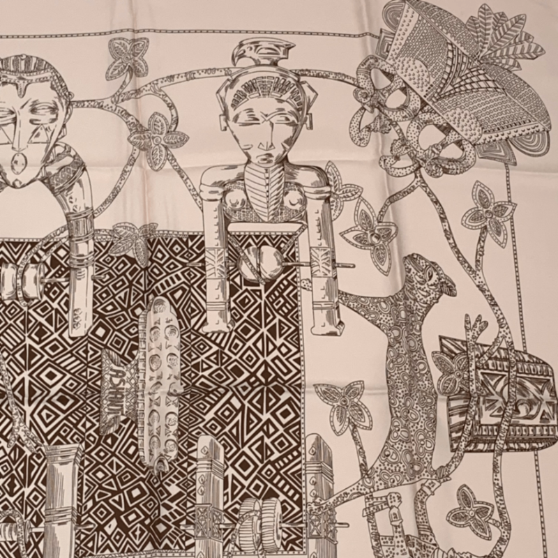 Hermes Carre 90 Silk Scarf Ashanti A Chien Ti Pink