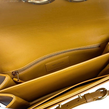 Saint Laurent Shoulder Bag Mayon Satchel 649795 Leather Orange Gold Hardware